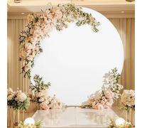 Crevyteg Round Arch Backdrop Covers, Circle Arch Frame Stand With Bottom Zipper, Multipurpose Wedding Arched Background Set for Wedding Baby Shower Birthday Party Photography - White 7.2ft
