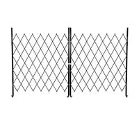 Crevyteg Single Folding Security Gates, 61"x 122" Lockable Expandable Fence Gate with 360° Swivel Casters, Outdoor Security Scissor Steel Door for Courtyards, Garages, Gardens