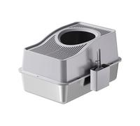 Crevyteg Stainless Steel Cat Litter Box, Fully Enclosed Litter Boxes with Hollow Lid And Heightened Lid Anti-Splashing, Top-Entry Deodorizing Large Cat Toilet,Grey, Basin 20cm High, 60 x 40 x 39.5cm