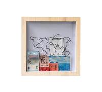 Crevyteg Travel Adventure Archive Box Money Saving Box, 29X29cm Holiday Travel Fund Money Box with Slot, Travel Memory Box with World Map for Encourage Saving Travel Budget - Wood color
