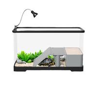 Crevyteg Turtle Tank, Acrylic Turtle Aquarium with Basking Platform, Ramp, Lamp, Reptile Terrariums Small Fish Tank Pet Reptile Habitat, 40 x 22 x 23cm