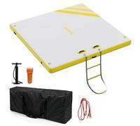 Crevyteg Ultra-Stable Inflatable Floating Dock Platform - Heavy-Duty Non-Slip Water Mat - Multi-Person Swim Raft for Pool, Lake, Boat - Portable PVC Island with Ladder & Anchors - Ideal for Adults -