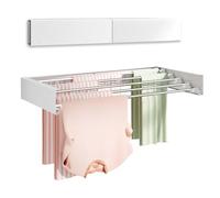 Crevyteg Wall-Mounted Dry Racks, 80cm 5 Poles Retractable Clothes Drying Rack with Towel Rails, 20kg Capacity Space Saving Invisible Dryer Rack Clothing for Home Balcony