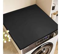 Crevyteg Washer and Dryer Top Protector Mat, Washing Machine Countertop Silicone Protective Mat, Waterproof Anti-Slip Washable for Home Washer Dryer Laundry Kitchen - black 60X60cm