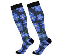 Crew Athletic Socks Blue Forget Me Nots Flower Sport Socks Casual Crew Socks Breathable Calf Socks For Hiking Travel Work 50cm