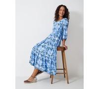Crew Clothing Floral Square Neck Midi Tiered Dress Pink Mix
