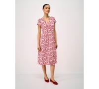 Crew Clothing Jersey Floral V-Neck Midi Skater Dress Cherry Red