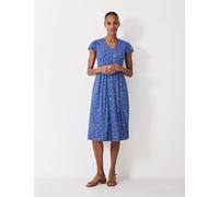 Crew Clothing Jersey Floral V-Neck Midi Tea Dress Blue Mix