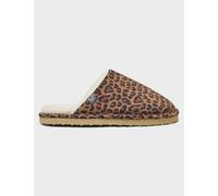 Crew Clothing Leopard Print Faux Fur Lined Mule Slippers Orange