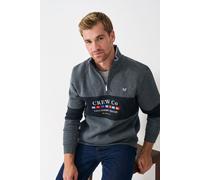 Crew Clothing Men's Waterside Graphic Cut N Sew Half Zip Charcoal Marl | Size: Medium Crew Clothing Charcoal M