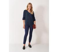 Crew Clothing Metallic Polka Dot Print V-Neck Relaxed Blouse Navy