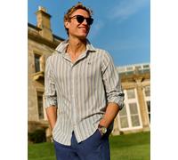 Crew Clothing Regular Fit Pure Cotton Striped Shirt Bright Blue