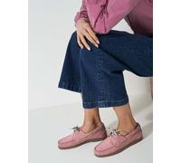 Crew Clothing Suede Eyelet Detail Lace Up Deck Shoes Soft Pink