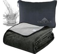 CREW FLX Waterproof Blanket for Bed (80"x60" Queen Size) Reversible Plush Fleece, Moisture Absorbent TPU Layer Stain Proof Couch Bed Mattress Water Proof Cover Light/Dark Gray