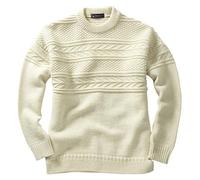 Crew Neck Guernsey Sweater, Ecru, M