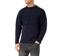 Crew Neck Guernsey Sweater, Navy, L