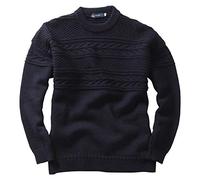 Crew Neck Guernsey Sweater, Navy, M