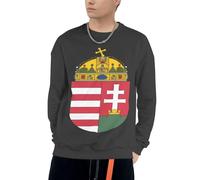 Crew Neck Hungary National Emblem Graphic Hooded Sweatshirt Unisex Hoodie Mens Ladies Hooded Sweater Long Sleeve Drawstring Hoody Tops With Pockets Size S To 4XL Deep Heather