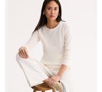 Crew Neck Jumper in Very Soft Feel Fine Knit Ecru