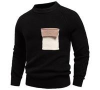 Crew Neck Jumper Men,Knit Sweater Coat Long Sleeve Round Neck Pullover With Decorative Pockets Soft Comfortable Casual Outwear For Fall Winter Daily Wear