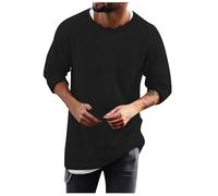 Crew Neck Jumper Men,Men Solid Color Round Neck Raglan Knitted Sweater Casual And Loose Business Trend Foreign Trade Sweater