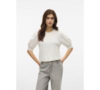 Crew Neck Jumper with 3/4 Length Sleeves White