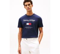 Crew Neck T-Shirt with Embroidered Logo Navy Blue