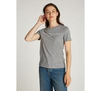 Tommy Hilfiger Women's Round Neck Short Sleeve T-Shirt, Grey (Mid Grey Heather), S