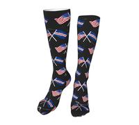 Crew Socks American And Cabo Verde Flag Running Socks Non Slip Walking Sock Breathable Calf Sock For Travel Sport Work 50CM