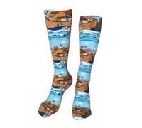 Crew Socks Animals On Noah'S Ark Floating Running Socks Casual Walking Sock Non Slip Calf Sock For Hiking Sport Travel 50CM