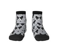 Crew Socks, Compression Socks Casual Novelty Sports Socks 30CM Long For Unisex Boston Terrier Grey Boston Terrier Dog Cute Pet Dog