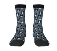 Crew Socks, Compression Socks Casual Novelty Sports Socks 40CM Long For Unisex Boston Terriers Dog Head