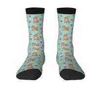 Crew Socks, Compression Socks Casual Novelty Sports Socks 40CM Long For Unisex Cavoodle Bubble Tea Boba Kawaii Cute Cavapoo