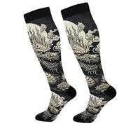 Crew Socks Dragon Tattoo Running Socks Long Walking Sock Non Slip Calf Sock For Sport Work Hiking 50CM