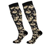 Crew Socks Elegant Swan On Black Calf Sock Long Running Socks Soft Walking Sock For Hiking Sport Work 50CM