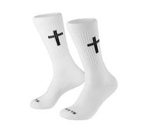Crew Socks, Faith Cross White, 9-13 UK