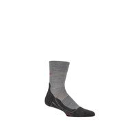 Crew Socks Mens FALKE RU4 Sports Cushioned Wool Rich in Black/Grey - 1 Pair Pack