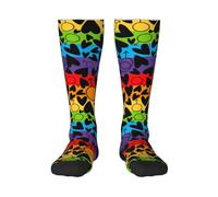 Crew Socks Rainbow Heart Calf Sock Long Walking Sock Soft Running Socks For Hiking Work Sport 50CM