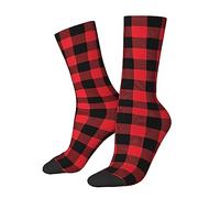 Crew Socks Red Scottish Plaid Running Socks Soft Mid-Calf Sock Versatile Athletic Stocking For Tennis Cycling Trainer