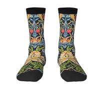 Crew Socks William Morris Strawberry Thief Flower Running Stocking Versatile Athletic Stocking Breathable Sport Sock For Birthday Gift Trainer Tennis