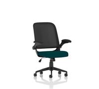 Crew Task Operator Bespoke Fabric Seat Maringa Teal Mesh Chair with Folding Arms