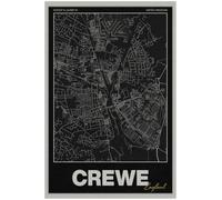 Crewe Street Map Poster Print | England | BLACK | A3