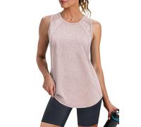 Crewhpo Womens Athletic Vest with Curved Hem - Quick Dry Cutout Back Running Tank Top, Non-Clingy Exercise Shirts B-Pink