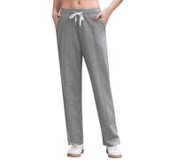 Crewhpo Women's Joggers Cotton Tracksuit Bottoms Straight Leg Trousers | Drawstring, Elastic Waist, Side Pockets, Lightweight Stretch, Casual Pants, Jogging, Running, Lounging, Daily Wear