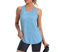 Crewhpo Workout Tops for Women - Split Mesh Back Yoga Tank Top, Moisture Wicking Sleeveless Vest for Exercise and Training