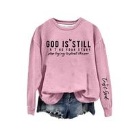 Crewneck Ssweatshirts Women God Is Writing Your Story Stop Trying To Steal The Pen Printed Sweatshirt Womens Long Sleeve Pullover Shirts Casual Sweatshirt for Women (Pink, L)