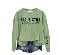 Crewneck Ssweatshirts Women God Is Writing Your Story Stop Trying To Steal The Pen Printed Sweatshirt Womens Long Sleeve Pullover Shirts Casual Sweatshirt for Women (Green, M)