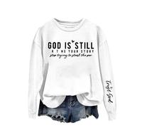 Crewneck Ssweatshirts Women God Is Writing Your Story Stop Trying To Steal The Pen Printed Sweatshirt Womens Long Sleeve Pullover Shirts Casual Sweatshirt for Women (White, S)