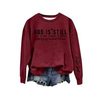 Crewneck Ssweatshirts Women God Is Writing Your Story Stop Trying To Steal The Pen Printed Sweatshirt Womens Long Sleeve Pullover Shirts Casual Sweatshirt for Women (Wine, L)