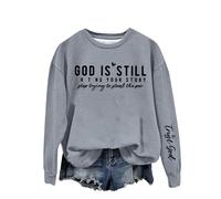 Crewneck Ssweatshirts Women God Is Writing Your Story Stop Trying To Steal The Pen Printed Sweatshirt Womens Long Sleeve Pullover Shirts Casual Sweatshirt for Women (Dark Gray, XXL)